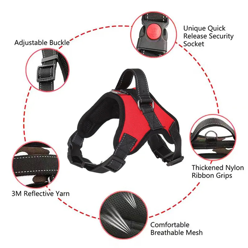 Saddle Dog Harness Reflective Adjustable Pet Harness No Pull Walking Training Small Medium Large Big Dogs Chest Strap Product