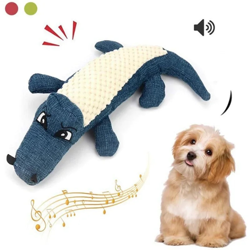 Pet Chew Toys Interactive Cartoon Animal Plush Alligator Shape Dog Sound Toy Gnawing Grinding Teeth Training Supplies