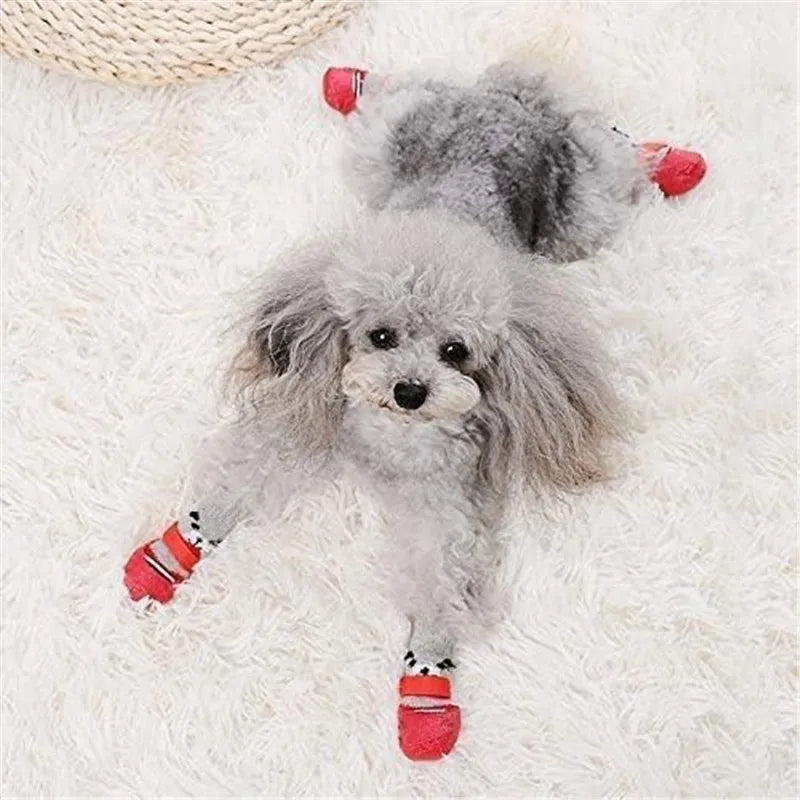 Adjustable Cotton Dog Shoes Non-slip Waterproof Rubber Cats Dogs Socks Sole for Chihuahua Puppy Cat Rain Snow Boots Pet Products