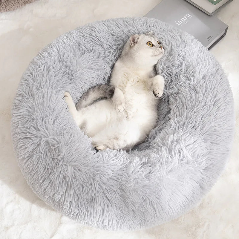 Dog Bed Donut Big Large Round Basket Plush Beds for Dogs Medium Accessories Fluffy Kennel Small Puppy Washable Pets Cat Products