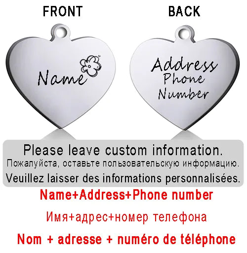 Dog ID Heart Tag Custom Personalized Cat Collar Pendant Engraved Pet NSPECIFICATIONSBrand Name: PAWFECTType: ID Tagsis_customized: YESMaterial: Stainless SteelIs Smart Device: noOrigin: Mainland ChinaCN: ZhejiangPattern: LetterFeature:ShopDoggieworksShopDoggieworksDog ID Heart Tag Custom Personalized Cat Collar Pendant Engraved Pet Necklace Chain Charm Supplies