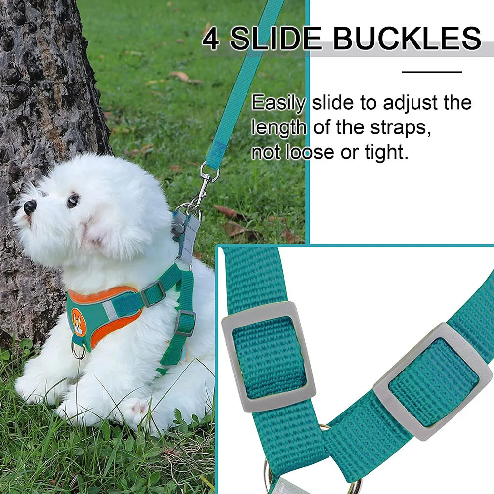 Step-in Dog Harness Small Dog Harness and Leash Set Adjustable Reflective Pet Dog Vest Soft Harness for Puppy Small Medium Breed