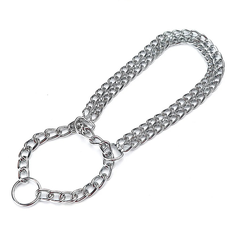 Pet Metal Martingale Pinch Collar for Dogs Adjustable Stainless Steel Dog Collar for Training Double Link Plated Dog Choke Chain