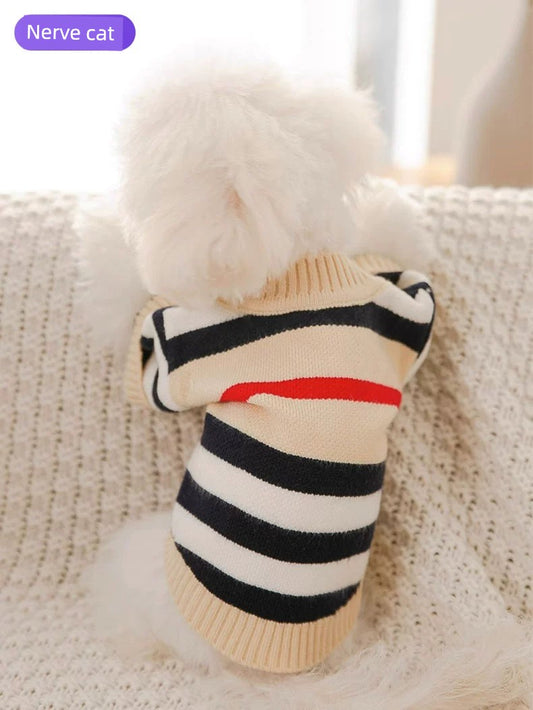 Stripes Pet Knitting Sweater Teddy Bichon Pomeranian Small Puppies Dog Clothes 2023 Fall and Winter New Arrival