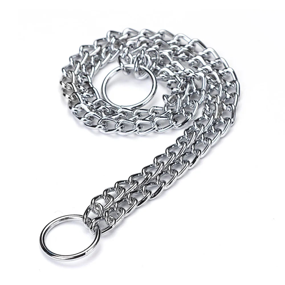 Chain Dog Training Choke Collar Adjustable Double Row Stainless Steel Chain Slip Collar Strong & Durable Dog Slip P Chain Collar