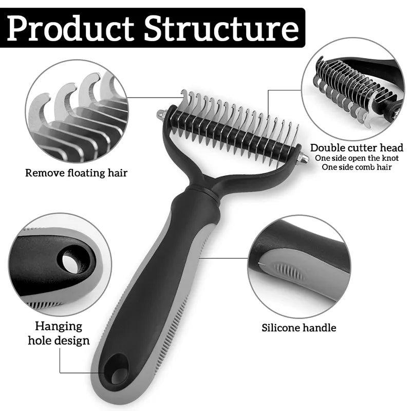 Pet Hair Removal Comb Cat Dog Brush Pet Hair Grooming Tool Puppy Hair Shedding Combs Pet Fur Trimming Dematting Deshedding Brush