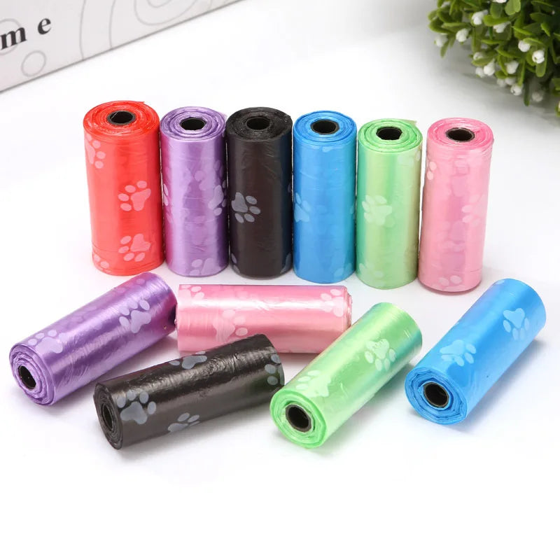 Printed Pet Waste Bag 15pcs/Roll Dog Cleaning Convenient Pooper Scooper Pick Up Bag Small Rolls Outdoor Clean Pets Supplies