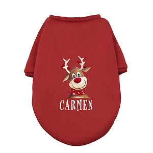 Personalised Pet Dog Christmas Clothes Deer with Name Dogs Winter Warm Hoodies French Bulldog for Puppy Medium Dog Clothing Gift