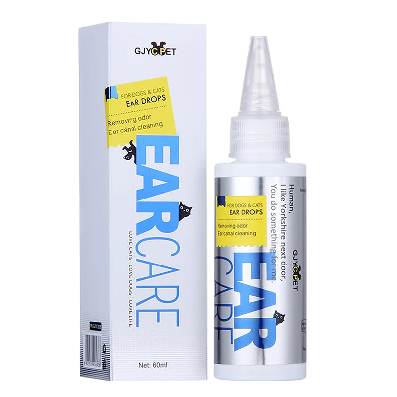 60ML/1PCS Cat Dog Ear Cleaner Drops Ear Wash Dirt Removal For Infectionn Control Pet Ear Cleaner Solution Cat Dog Cleaning Suppl