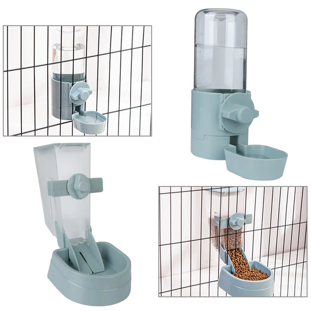 Automatic Pet Water Bottle For Puppy Cats Rabbit Food Container Dispenser Bowl Cats Dogs Drinking Fountain Cage Hanging Feeder