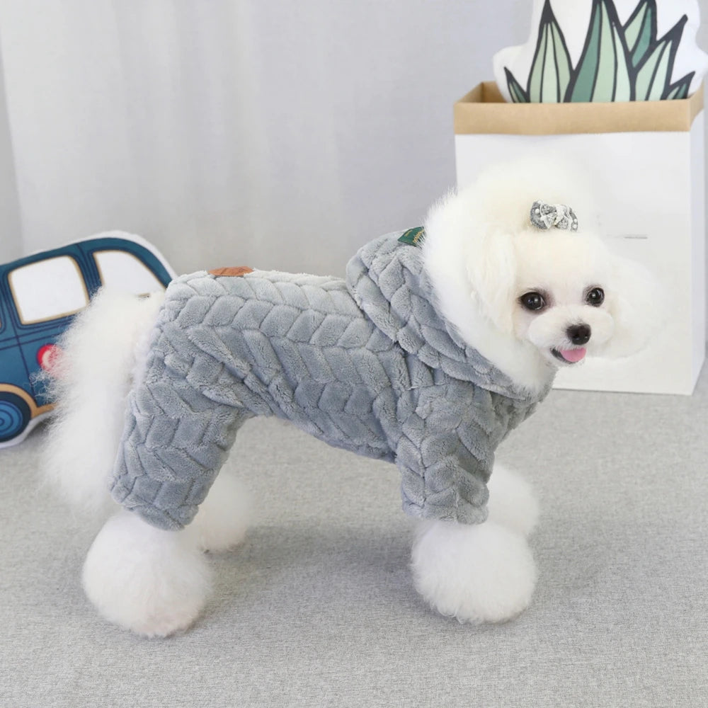 Winter Pet Dog Clothes Thicker Polyester Cotton Coat Jumpsuit Four-legged Down Jacket For French Bulldog Puppy Chihuahua