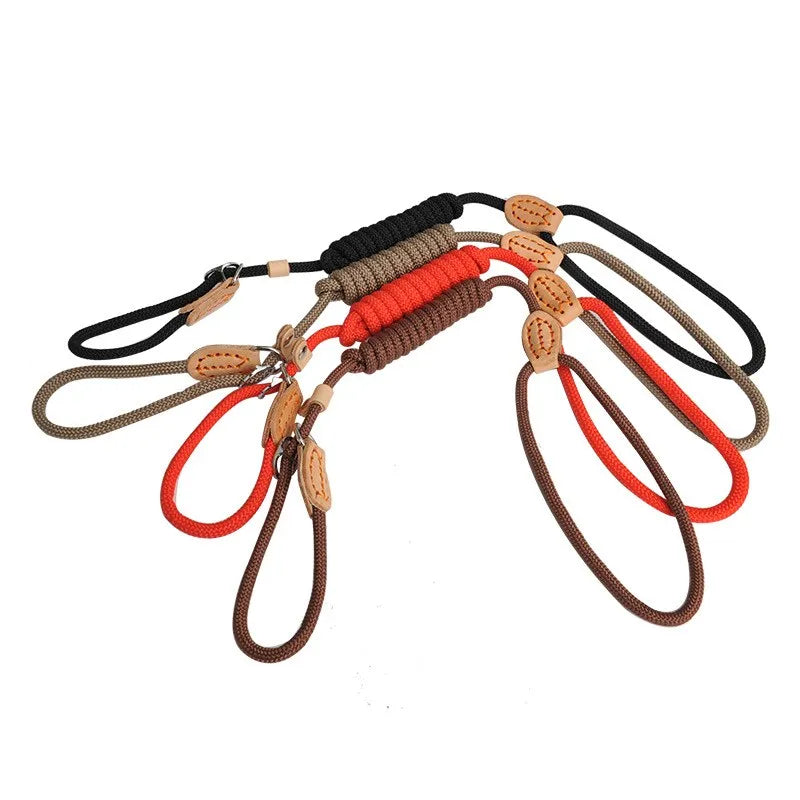 Dog Leash Slip Rope Lead Leash Heavy Duty Braided Rope Adjustable Loop Collar Training Leashes for Medium Large Dogs