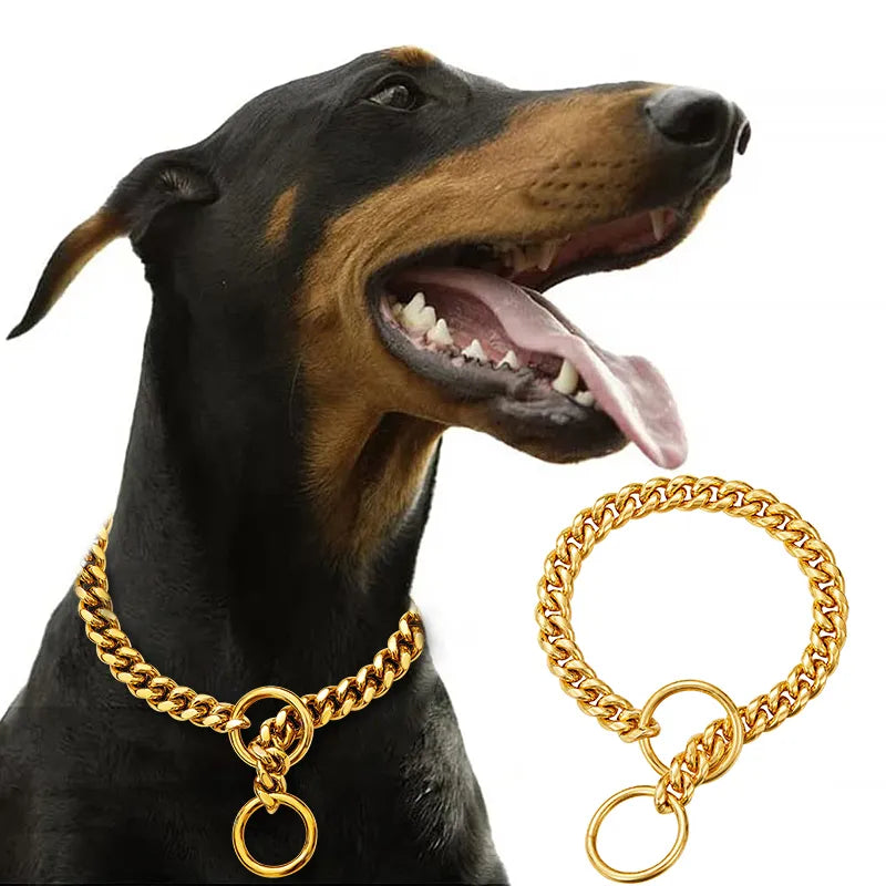 Stainless Chain Collar Large Collar Chain For Metal Dog Dogs Medium Links Link Small Steel Gold Cuban Walking Training