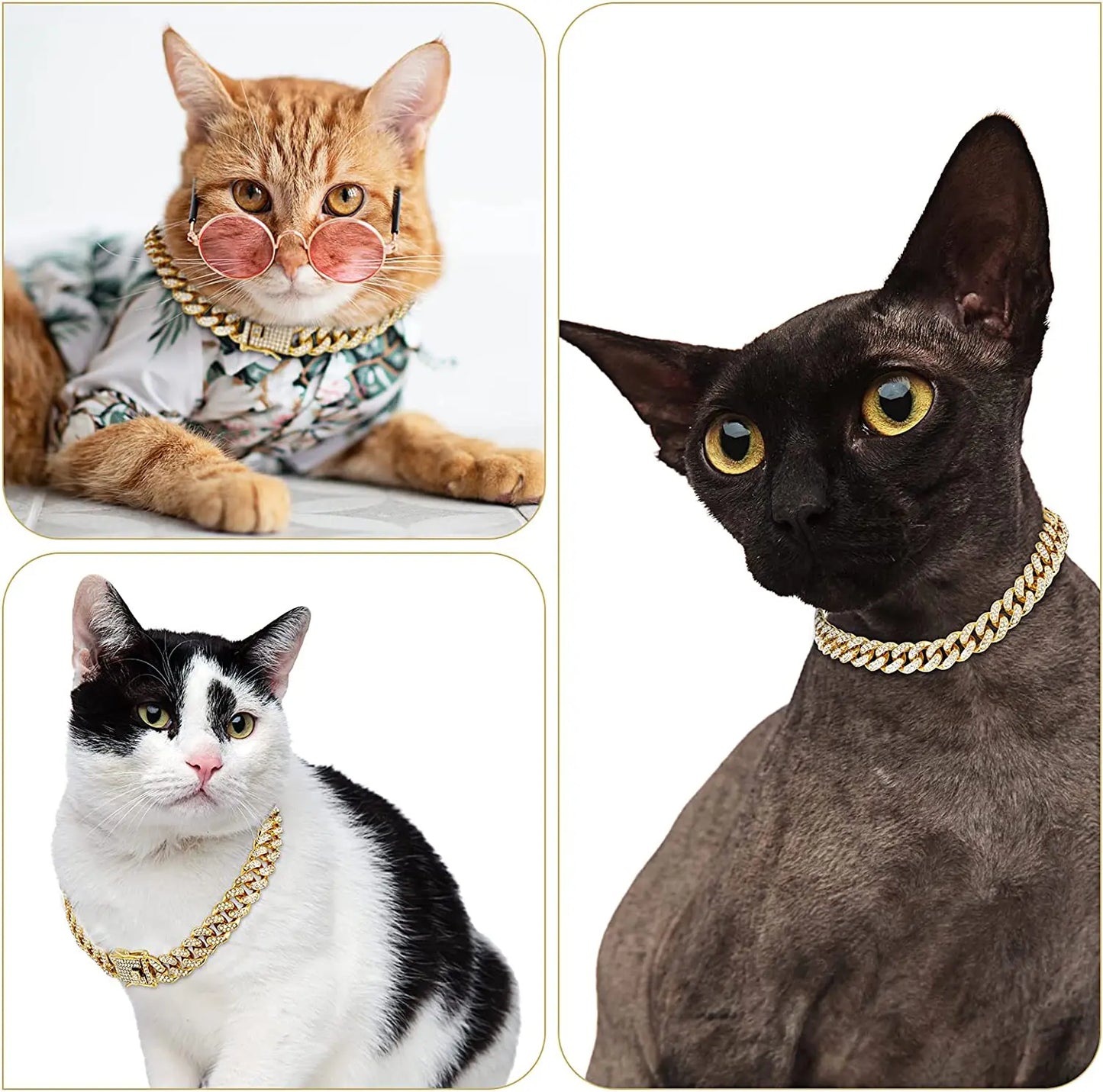 Luxury Pet Rhinestone Necklace Jewelry Puppy Cat Chain Collar Wedding Prom Costume Accessories for Cats Small Medium Large Dogs