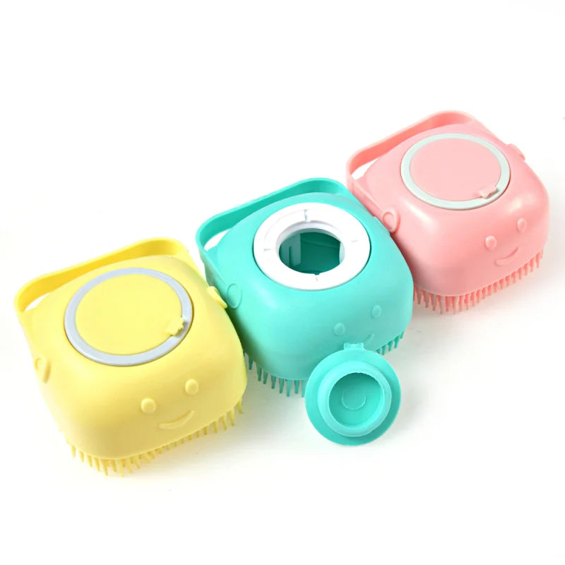 Bathroom Dog Bath Brush Massage Gloves Soft Safety Silicone Comb with Shampoo Box Pet Dog Brush