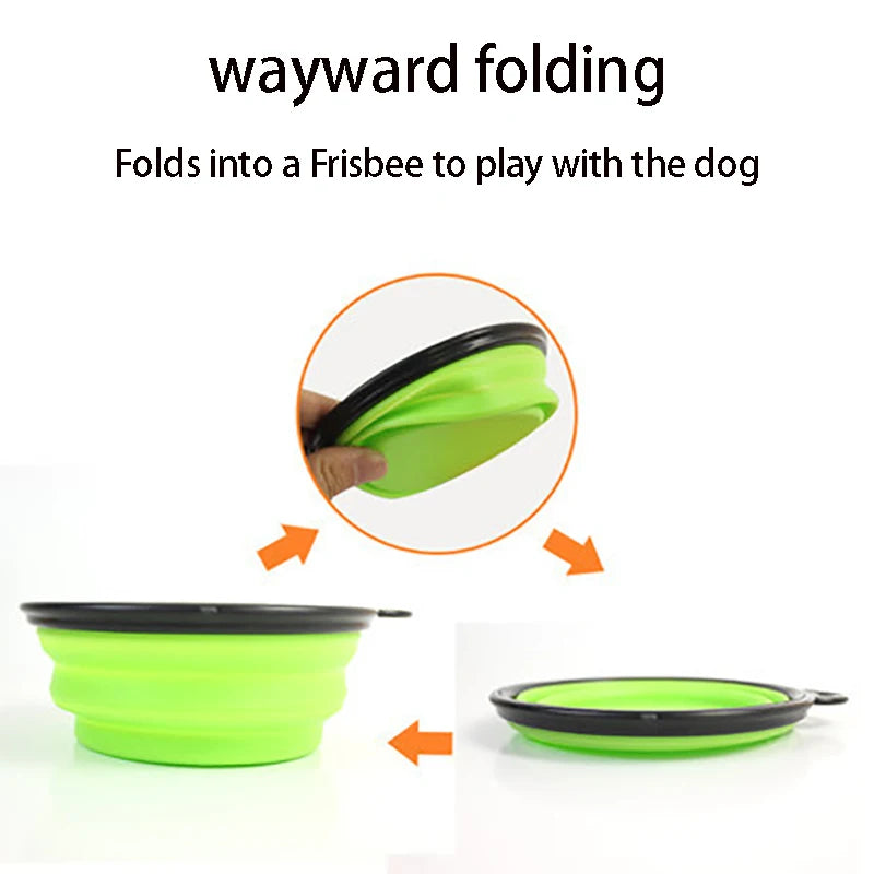 350/1000ml Large Collapsible Dog Pet Folding Silicone Bowl Outdoor Travel Portable Puppy Food Container Feeder Dish Bowl