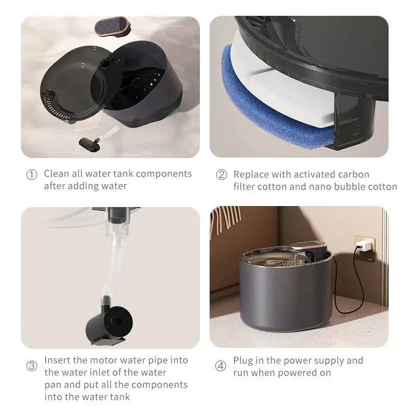 3L Automatic Pet Water Fountain Indoor Quiet Running Pet Water Dispenser with LED Light Water Feeder Pet Drinking Water Fountain