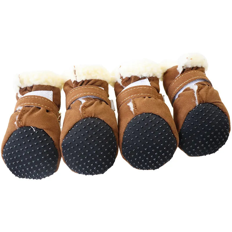 4Pcs Winter Waterproof Warm Pet Dog Shoes Non-slip Snow Boots for Small Breeds Dogs Puppy Cat Chihuahua Pet Paw Care Pug