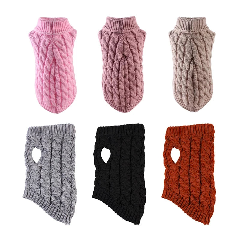 Winter Dog Clothes Chihuahua Soft Puppy Kitten Kitten High Collar Solid Color Design Sweater Fashion Clothing for Pet Dogs Cats