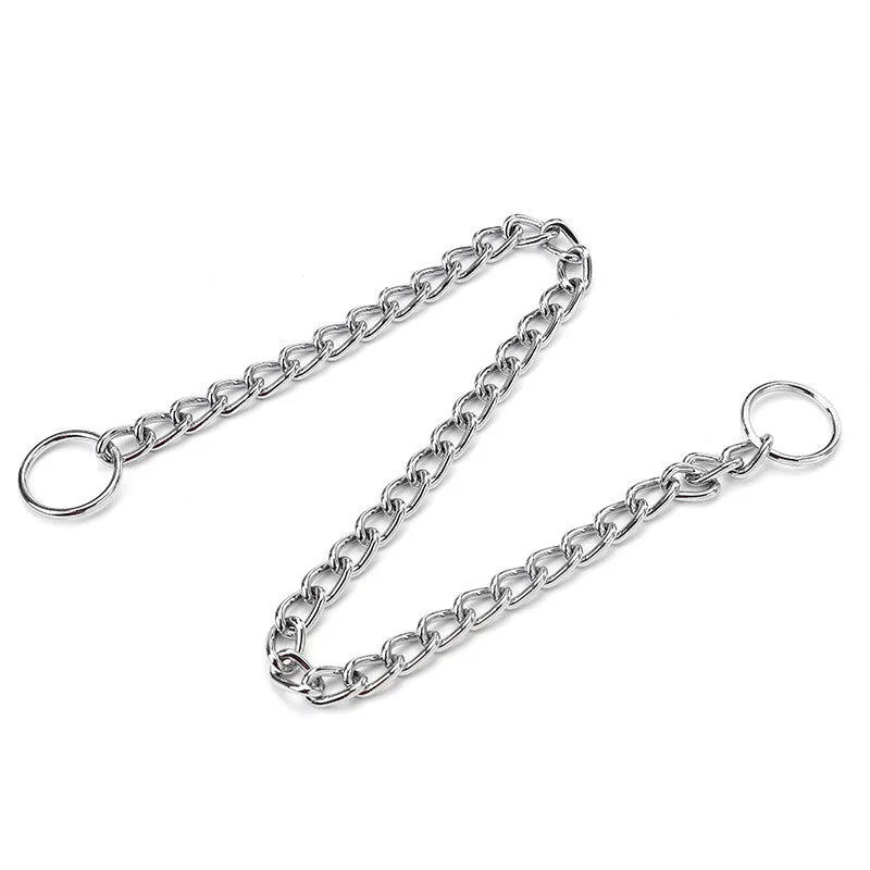 Metal Dog Training Choke Chain Collars for Small Medium Large Dogs Pitbull Bulldog Strong Stainless Iron Dog Slip P Collar