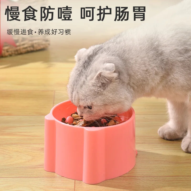 pet high foot anti choking bowl cat basin neck protection cat food bow