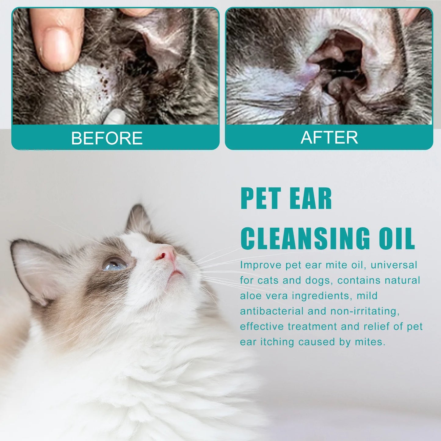 Pet Ear Cleaner Mites Control Relieve Itching Against Puppy Infection Remove Cat Ear Mite Odor Mild Wash Dog Ear Cleaning Liquid