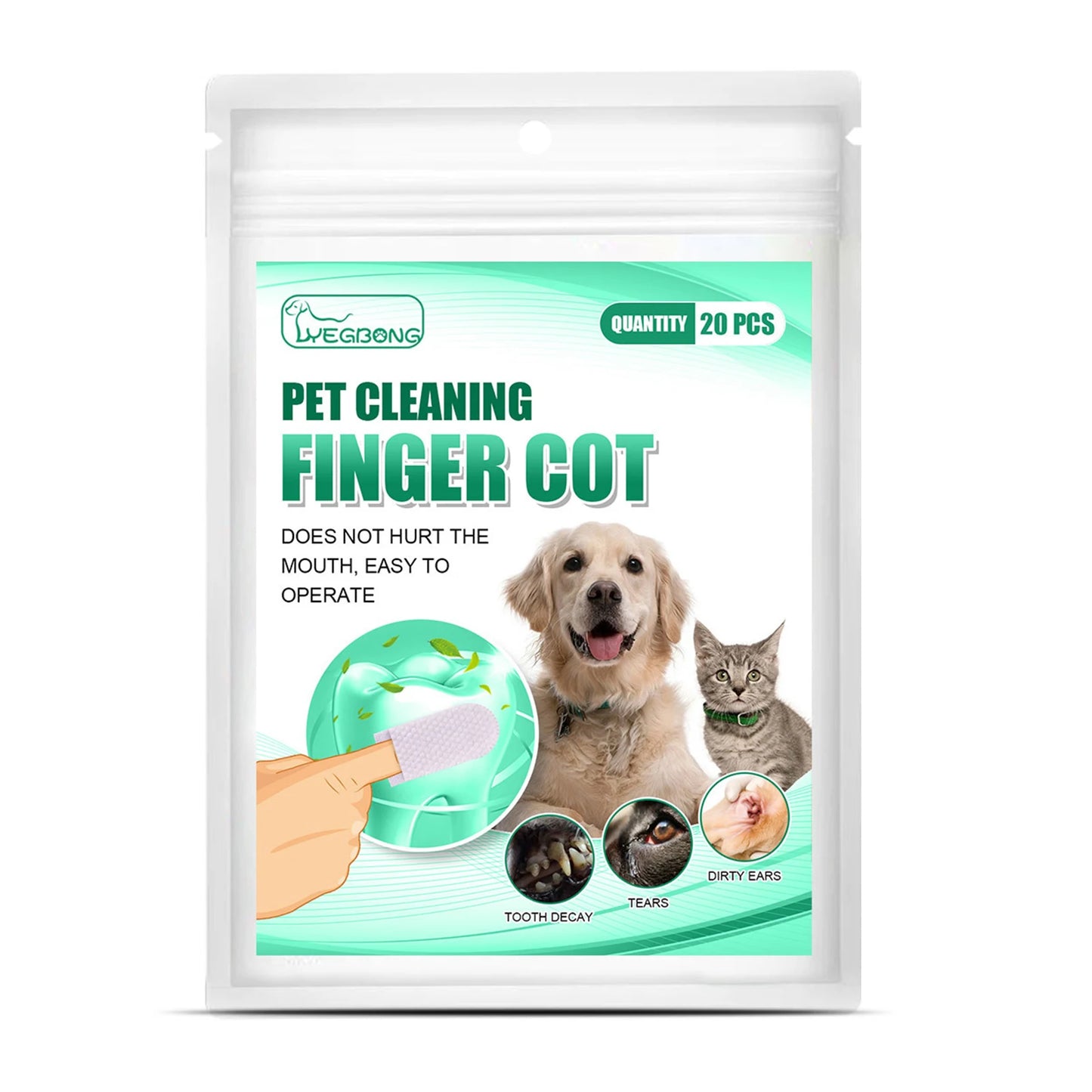 Teeth Cleaning Finger Wipes Cleansing Teeth Ear Eyes Wipes Pads Tear Stain For Dog Cat Teeth Cleaning Finger Wipes