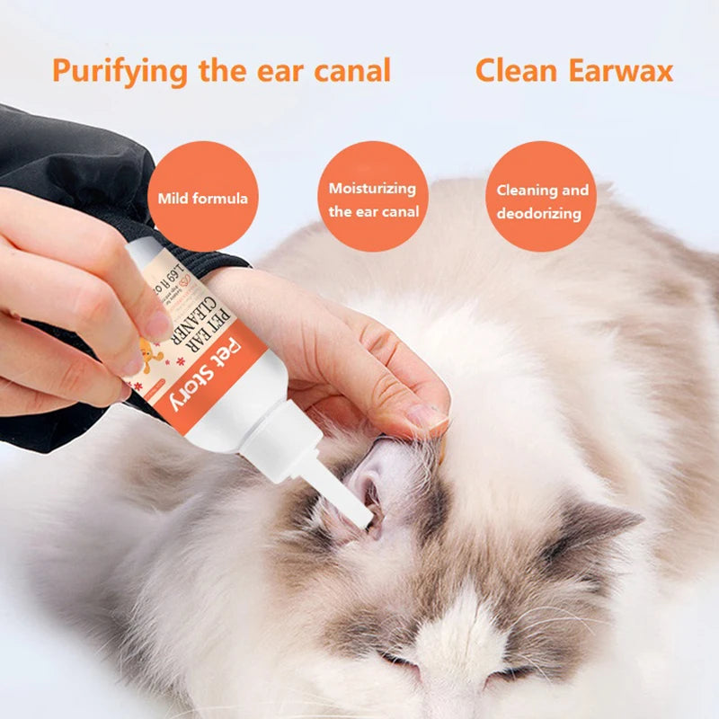 Pet Ear Drops For Cat Dog Ear Cleaner Removes Ear Mites Relieve Itching Pet Cleaning Supplies