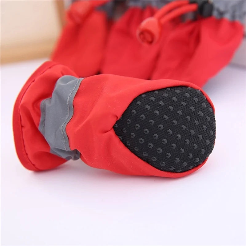 4pcs Antiskid Puppy Shoes Waterproof Winter Pet Dog Anti-slip Rain Snow Boots Footwear Thick Warm for Prewalkers Socks Booties