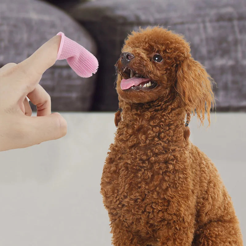 Soft Silicone Pet Dog Finger Toothbrush Pet Teeth Oral Cleaning Brush Pet Bad Breath Tartar Teeth Care Tool Dog Accessories