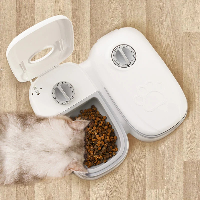 Pet Automatic Timing Feeder 350ML Large Capacity Dry&Wet Food Container Electric Dog Double Dish Bowl For Cats Dogs KOOBDIN