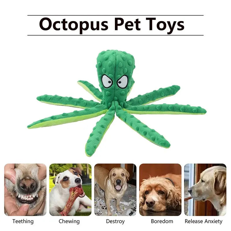 Plush Dog Toys Octopus Squeaky Dog Toys For Teething Soft Durable Interactive Dog Chew Toys For Puppies