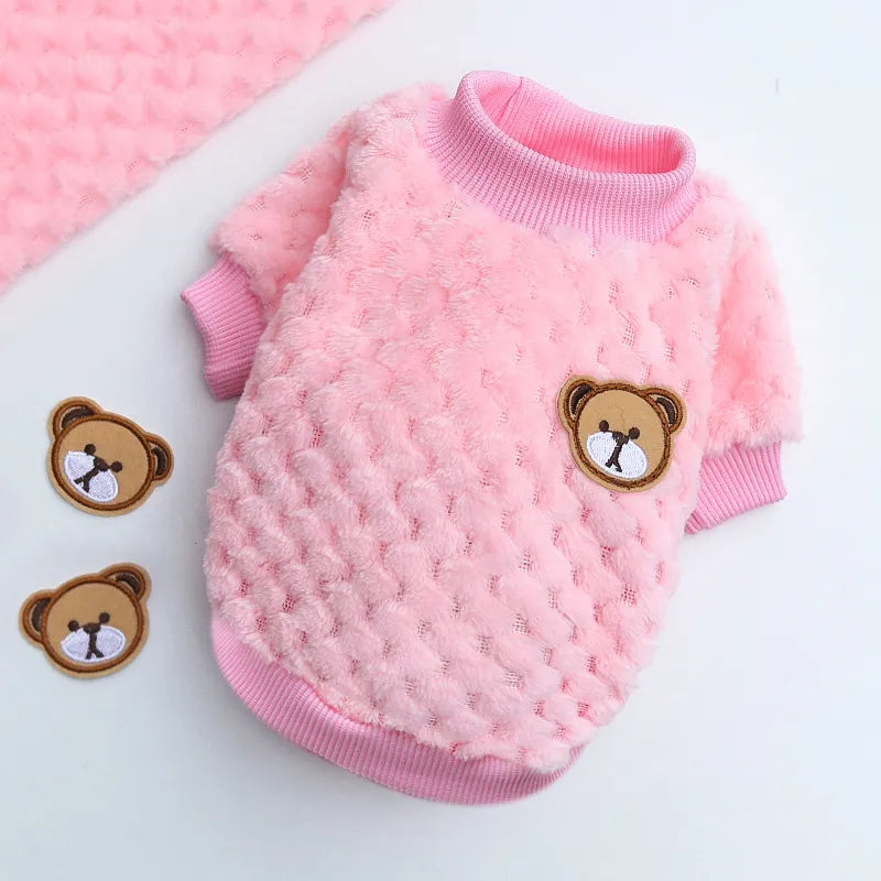 Bear Embroidery Pet Dog Vest Winter Warm Dog Clothes for Small Dogs Plush Puppy Cat Coat Yorkies Chihuahua Shih Tzu Pug Outfits