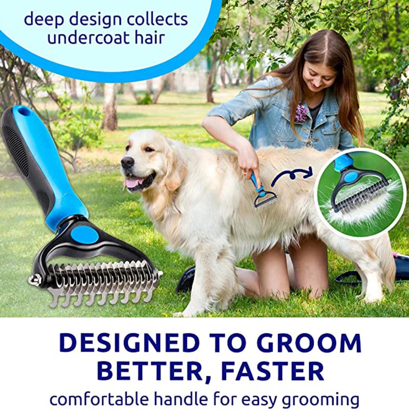 Pet Fur Knot Cutter Dog Hair Remover Comb Cat Grooming Shedding Tools Double Sided Brush Long Curly Hair Cleaner Pets Products