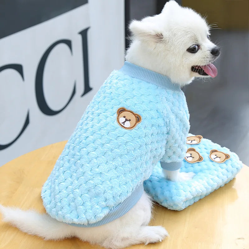 Bear Embroidery Pet Dog Vest Winter Warm Dog Clothes for Small Dogs Plush Puppy Cat Coat Yorkies Chihuahua Shih Tzu Pug Outfits