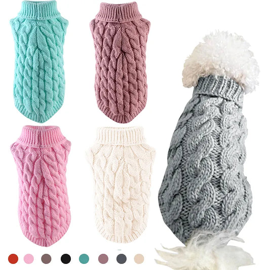 Winter Warm Pet Dog Turtleneck Knitting Sweaters for Small and Medium Dogs Cats Chihuahua Vest Coat Teddy French Bulldog Jacket