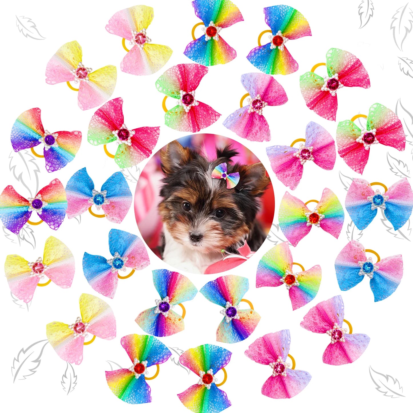 colorful small dog bows puppy hair bows decorate small dog haspecificationsbrand