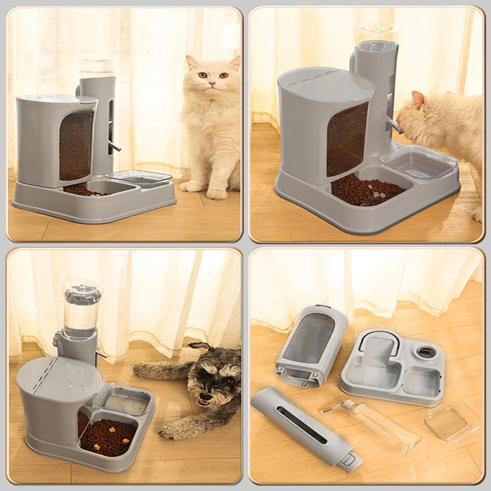 2 in 1 Dog Food Feeder & Water Dispenser Cat Food Container Pet Water Drink Feeder 3.5L Food and 680ML Liquid Cat Bowl Feeding