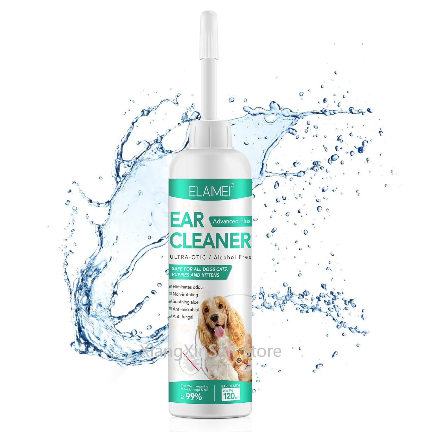 120ml EAR CLEANER Eliminates Odour Non-irritating Soothing Aloe Anti-microbial Dogs&Cats Health Hygiene Supplies