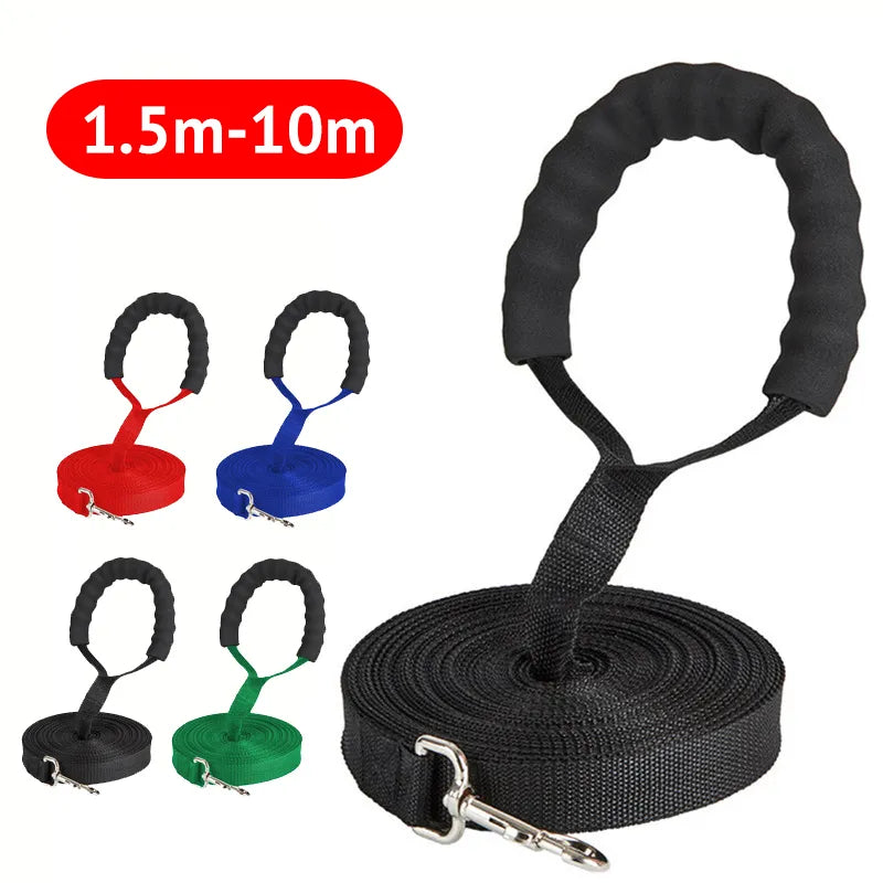 Long Dog Leash Rope with Comfortable Sponge Handle Pet Lead Belt Outdoor Training Dog Lanyard for Small Medium Large Dogs 10m