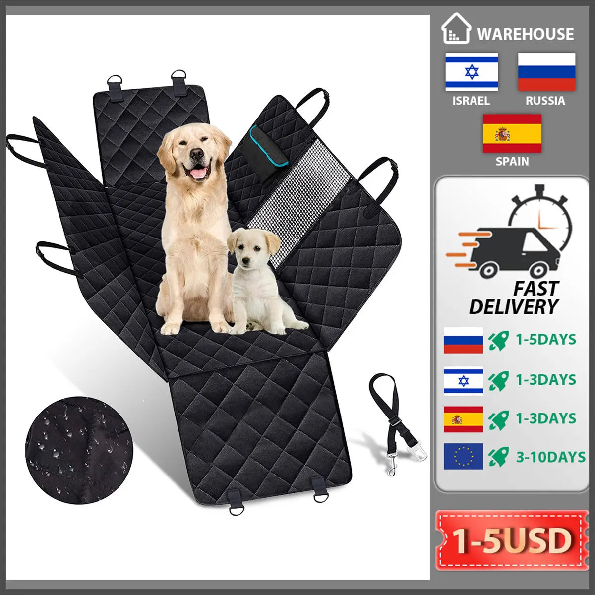 Dog Carriers  Car Seat Cover Waterproof Pet Travel Dog Carrier Hammock Car Rear Back Seat Protector Mat Safety Carrier For Dogs