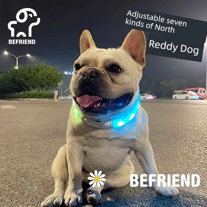 Dog Luminous Collar USB Charging Flash Collar Pet Luminous Anti-Lost Collar Teddy Night Dog Walking Light