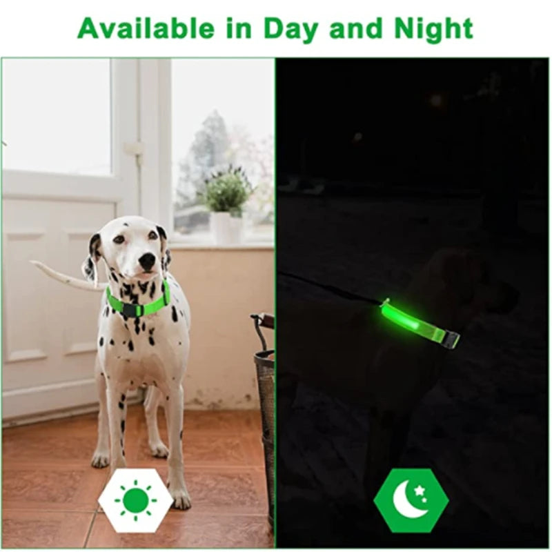 Led Dog Collar Light Anti-lost Collar For Dogs Puppies Night Luminous Supplies Pet Products Accessories USB Charging/Battery