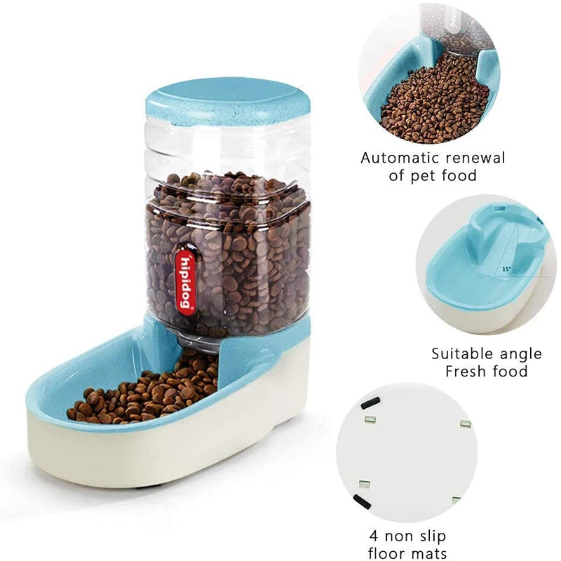 Automatic Dog Feeder Waterer Gravity Pet Food Dispensers Cat Water Dispenser Large Capacity Storage Container Food Water Bowl