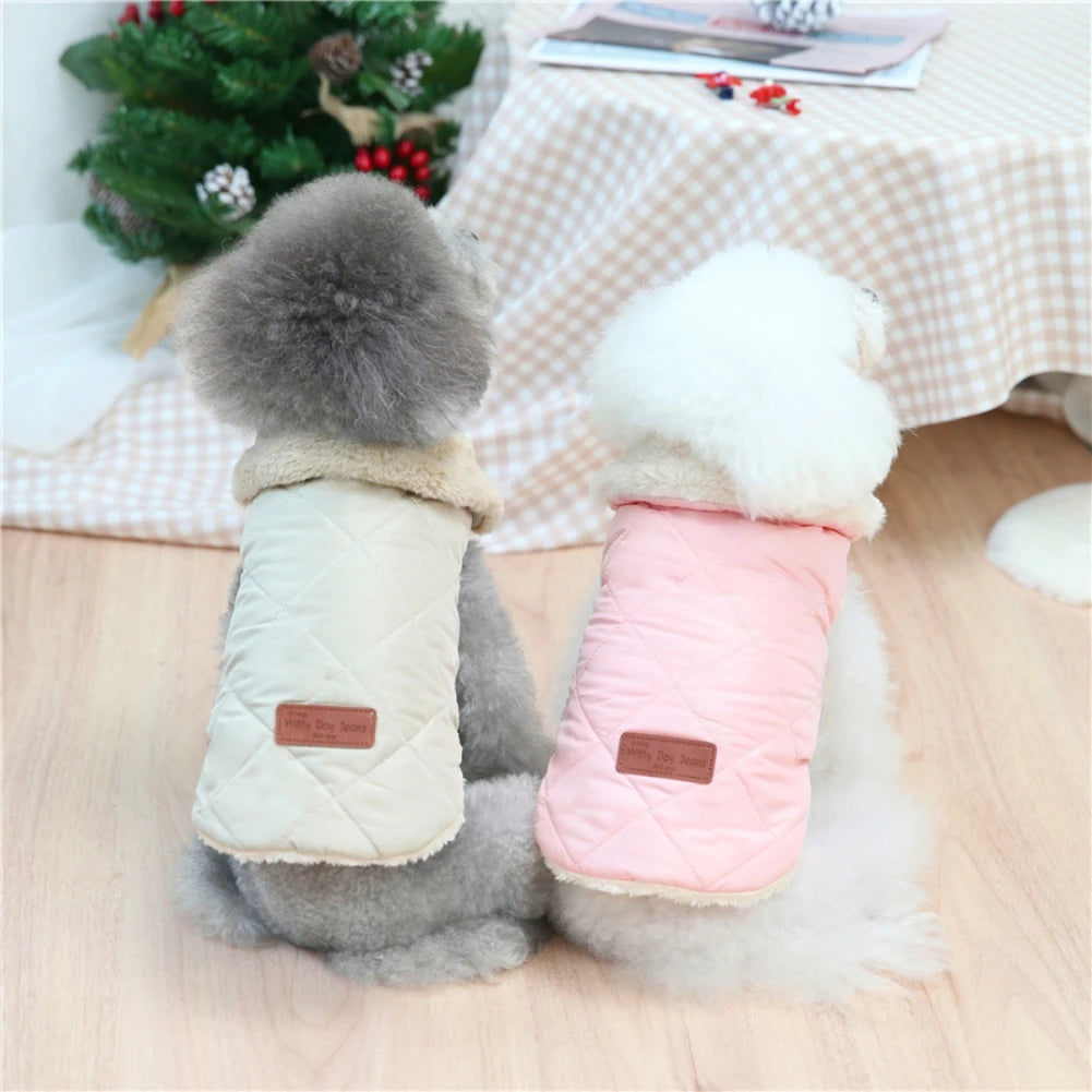 Warm Dog Cat Clothes Winter Fur Collar Small Dogs Puppy Coat Thick Cotton Pet Jacket Outfits Clothes for Small Dog Pug Chihuahua