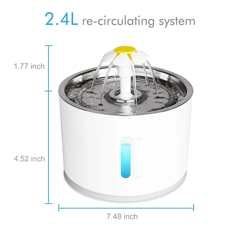 LED Pet Water Dispenser Cat Water Fountain Automatic Active Carbon Filter Electric Dog Cat Drink Bowls Fresh Water Cat Supplies