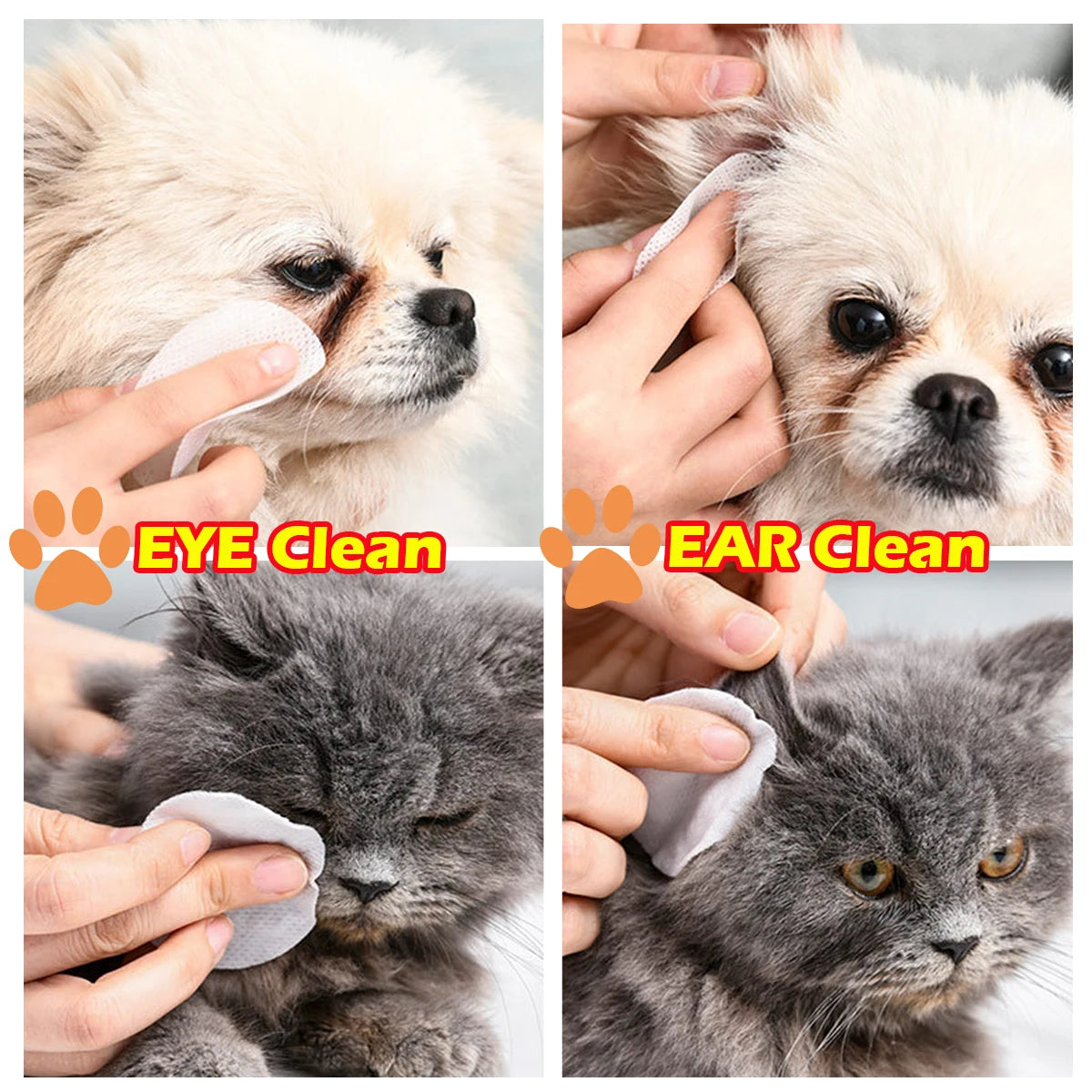 Pet Remove Dirt From Eyes and Ears Wipes Dog Cat Earwax Clean Ears Odor Remover Pets Wet Tissue Cleaning Tools Supplies