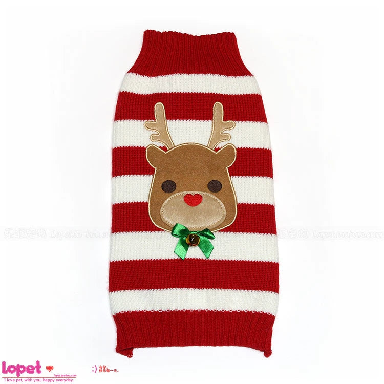 Big Dog Sweater Christmas Pet Sweater Large Dog Samoyed Golden Retriever Jarre Aero Bull Teddy Medium-Sized Dog Puppy Sweater Deer